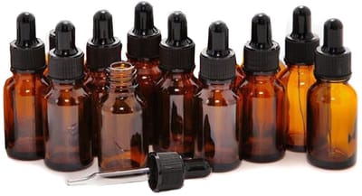Cosensi- Olieflessen 12PCS - 5ML/10ML - Herbruikbaar - Glazen Flessen - Met Schenktuit - Antislip Dop - Amberkleurig - Druppelflessen