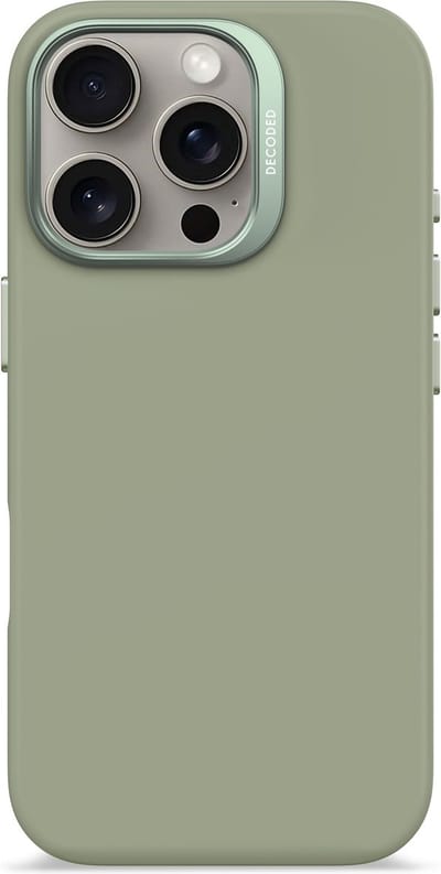 DECODED Siliconen Hoesje Geschikt voor iPhone 16 Pro - Premium Soft-Touch Materiaal - Antibacteriële Coating - Geschikt voor MagSafe - Jade Groen
