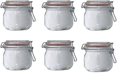 set van 6 glazen potten 500ml - le parfait - 900505