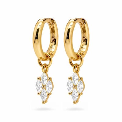 Karma Oorhangers Ruit Zirkonias Crystal Goudkleurig