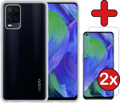 Hoesje - Met 2x Screenprotector - Geschikt voor OPPO A54 - Sterk & Shockproof - Telefoon Hoes - Back Cover - Siliconen Case - Telefoonhoes - Transparant