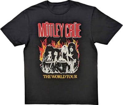 Motley Crue - Vintage World Tour Flames Heren T-shirt - M - Zwart