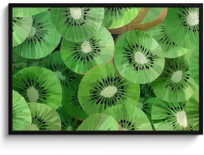 Poster in lijst - Fotolijst 120x80 cm - Posters - Kiwi - Groen - Pitten - Posterlijst zwart - Decoratie - Wanddecoratie woonkamer - Muurdecoratie slaapkamer