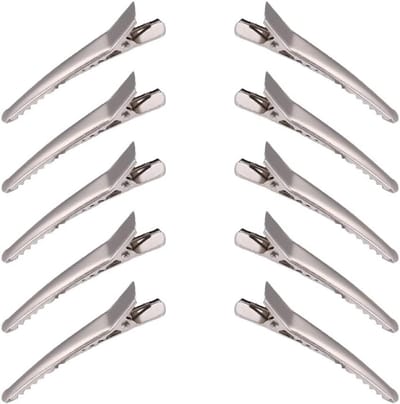 Haarspelden Set 10 stuks - Krokodillenhaarspelden - Metalen Haarklemmen - Doe-het-zelf Accessoires - Zilverkleurig - Haarclips - Haaraccessoires - Platte Haarspelden - Voor Knutselen met Haar - Diverse Maten