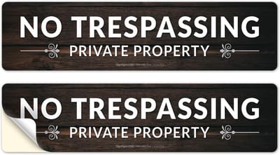 Verboden Toegang Bord - Privé Eigendom - Terrein Beveiligen - UV Bestendig Vinyl - 7x30cm 2 Stuks - Bruin