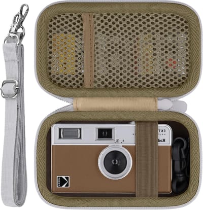 Duurzame hardcase voor Kodak EKTAR H35/H35N camera, half frame, met schouderriem en handvat, bruin, ideaal voor bescherming en transport