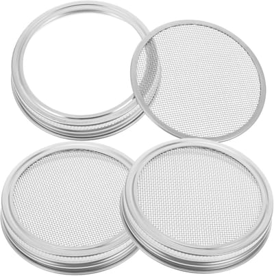 3 Stuks Glazen Deksel RVS Jar Lid Zeef 86mm voor Brede Monden Glazen Potten en Kiemen