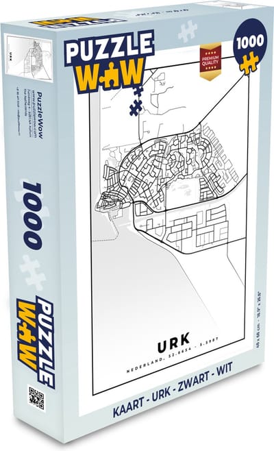 Puzzel Kaart - Urk - Zwart - Wit - Legpuzzel - Puzzel 1000 stukjes volwassenen