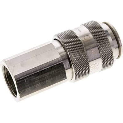 Vernikkeld Messing DN 15 Luchtkoppeling Snelkoppeling G 3/4 inch Binnendraad Double Shut-Off - CLS15-F-BN-SV-P-034