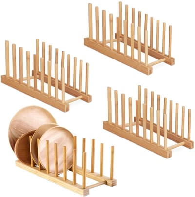 Allecto - Bamboe Afwasrek - Droogrek met 8 Compartimenten - Keuken Organizer voor Borden en Bekers - Duurzaam en Makkelijk Schoon te Maken - Ideaal...
