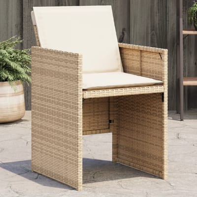 vidaXL - Tuinstoelen - 4 - st - met - kussens - poly - rattan - beige