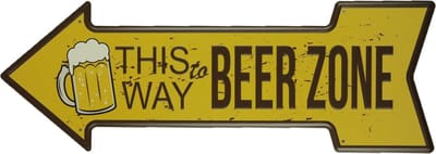 Wanddecoratie - Wandbord - Beer Zone L - Metalen wandbord - Mancave - Mancave decoratie - Metalen borden - Bar decoratie- Wandborden - Bar - Wand Decoratie - Metalen bord - UV bestendig - 15 x 40 cm