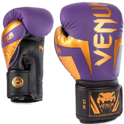 Venum Elite Bokshandschoenen Special Edition Donkerpaars Goud - 10 OZ