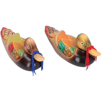 1 Paar Houten Mandarijneenden Figuur Kleurrijke Liefdesvogels Eend Beeld Handgemaakte Decoratieve Sculptuur Bruilofts Ornament Type 2