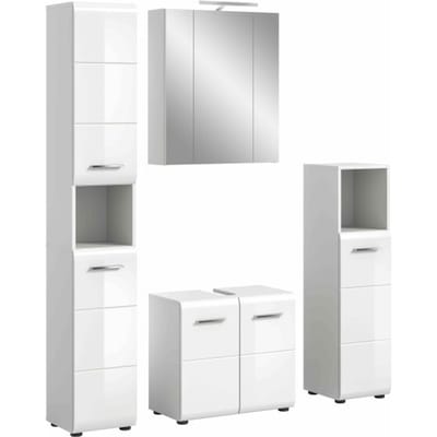 IJsbadkamercombinatie inclusief verlichting wit hoogglans MDF TZ wit NB - 30x150x185cm
