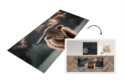 Keukenloper - Loper keuken - Schotse hooglander - Dier - Zonsondergang - 120x50 cm - Keukenloper vinyl