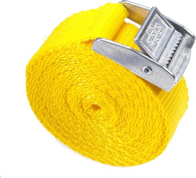 Spanband met Ratel - Bagageband Spanriem - Bagage Zekeren - Polypropyleen Metaal - 2.5 m x 25 mm - Geel
