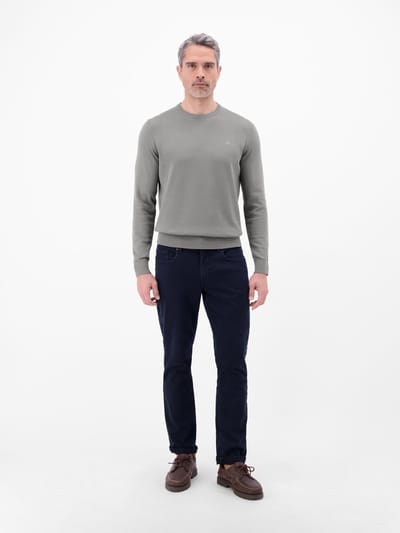 LERROS Gebreide herentrui van katoen met ronde hals , Maat: L , Kleur: BASALT GREY , 100% katoen