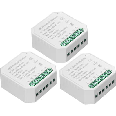 Tuya – MINI interrupteur intelligent unidirectionnel, bricolage, petit corps, application, télécommande, WiFi, minuterie, interrupteur d'éclairage 3PCS blanc