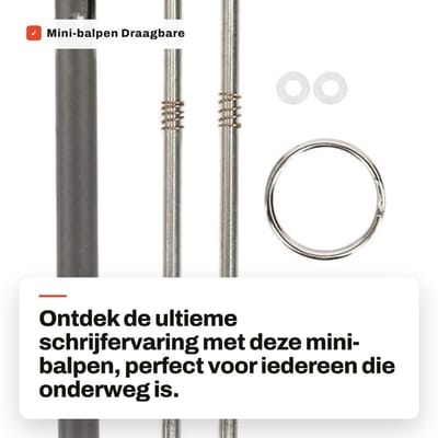 Dailygoods- Balpen Draagbaar Ontwerp - Sleutelhangerpen - Schrijfinstrument - Roestvrij Staal - Lichtgewicht - Twee Vullingen - Schrijfpunt