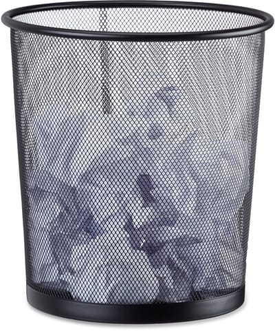 papiermand metaal - 12 liter - Ø 26 cm - rond - kantoor - bureau - zwart