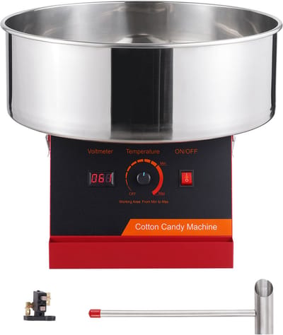 Elektrische suikerspinmachine, 1000 W suikerspinmachine, roestvrijstalen kom en suikerlepel, ideaal voor thuis, kinderfeestjes, familiefeesten, rood