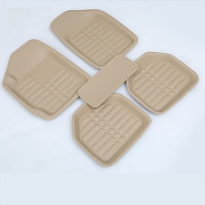 Tapis de Sol de Voiture Universel avec Indentation Entourant Complètement Tapis de Sol de Voiture Imperméable Résistant à l'Usure Cuir Tapis de Sol de Voiture Beige gray