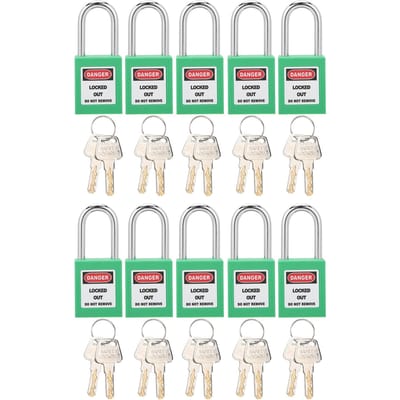 10 sets 38 mm Lockout Tagout-slot Duurzaam nylon isolatieontwerp Corrosiebestendig hangslot met 20 groen