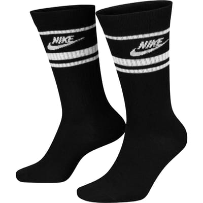 Nike Unisex Volwassen Sportkousen Essentieel Voor dagelijks Gebruik Crew Sokken (Verpakking van 3) (Zwart/Wit)