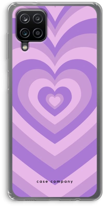 Case Company® - Hoesje geschikt voor Samsung Galaxy A12 hoesje - Hart Paars - Soft Cover Telefoonhoesje - Bescherming aan alle Kanten en Schermrand