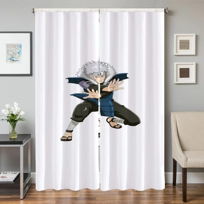 Rideaux de cuisine d'intérieur pour salon, 2 pièces, rideaux occultants, rideau de porte, décoration de chambre Naruto, cloison de séparation W50xH70cmx2pcs-CL white