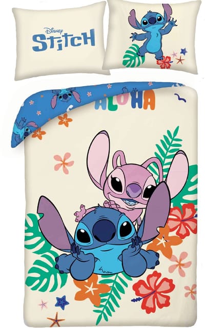 Disney Lilo & Stitch Dekbedovertrek, Aloha Love - Eenpersoons - 140 x 200 cm - Katoen