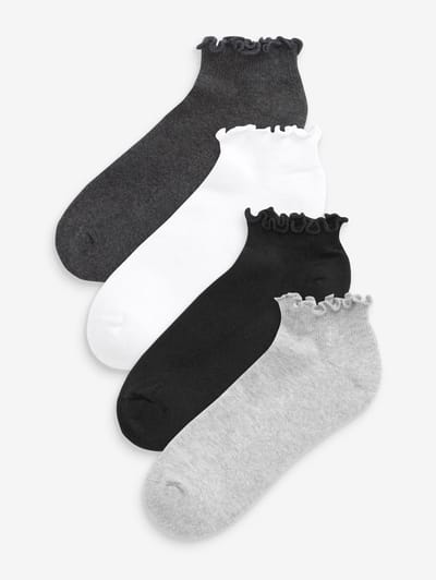 Next - Dames - 4 Paar sneakersokken met rucherand en verzachte zool - Zwart