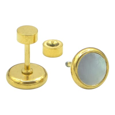 Gold-plated dames oorstekers – Verguld staal met parelmoer inleg – Hypoallergeen – Goudkleurig - 8 mm