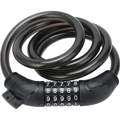 Cadenas à combinaison 5 chiffres pour vélo Cadenas de sécurité pour vélo Câble en acier avec support gray