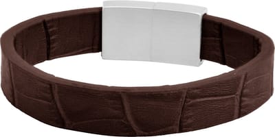 Frank 1967 Leather 7FB-0346 Heren Armband - Echt leer - Donker bruin / Zilverkleurig