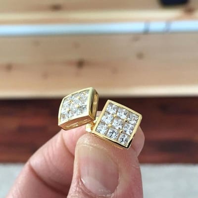 POMOiii Micro Verharde CZ Vierkante Stud Oorbellen Voor Vrouwen/Mannen Oor Piercing Hip Hop Cool Oorbellen Paar Gift Statement Sieraden gray