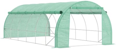 Polytunnelkas - Kas met Roldeuren en Ramen - Inloopkas - Tunnelkas - Foliekas - Kweektunnel - Kweekkas - Kastunnel - Groentekas - Plantenhuis - Plantenteelt - Tomatenkas - voor Groenten, Bloemen, Planten - 600x300x200 cm - Groen