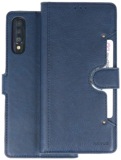 KAIYUE - Luxe Portemonnee Hoesje - Pasjeshouder Telefoonhoesje - Wallet Case - Geschikt voor Samsung Galaxy A70 - Navy