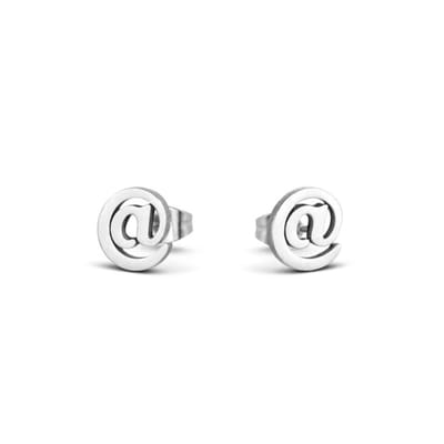 Aramat Jewels | Oorbellen | Oorbellen – Staal Apenstaartje (@) Zilverkleurig (10mm) | | | |10mm | Staal | Kinderen, Volwassenen | Verkleurd niet