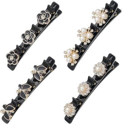Elegante Haarspelden met Parels - 4-delige Set voor Vlechten, Feestjes en Dagelijks Gebruik