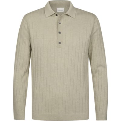 Profuomo Longsleeve Poloshirt Dropneedle Beige - Maat XL - Heren - Pullovers