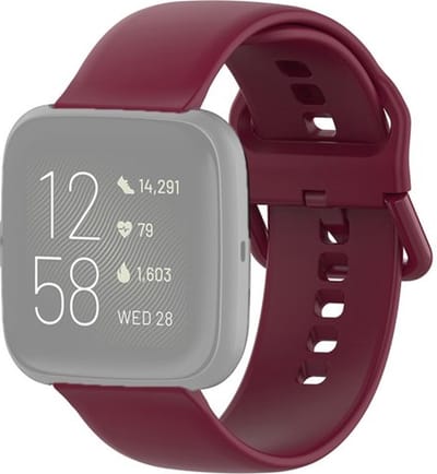 By Qubix - Compatible Fitbit bandje - geschikt voor Fitbit Versa 1 / 2 & Lite siliconen sportbandje met gespsluiting - Wijnrood - Maat: Small Smartwatchbandje bandje Armband Polsband Strap Band Watchband