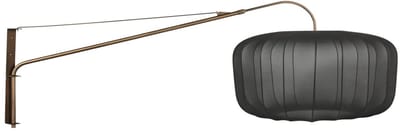 Wandlamp Vela Lino 4749BR brons met zwarte textiel kap Ø60 cm - Steinhauer, uitschuifbaar en draaibaar armatuur van metaal en textiel voor binnengebruik