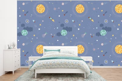 Behang - Fotobehang Patroon - Jongens - Kinderen - Ruimte - Breedte 320 cm x hoogte 240 cm