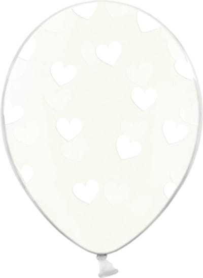 Partydeco - Ballonnen clear hartjes wit 6 stuks