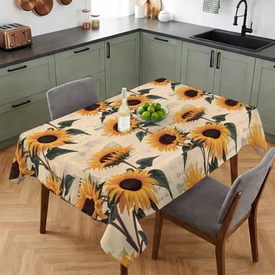 Vintage Zonnebloem op Kranten Tafelkleed voor Tafeldecoratie Zomer Rustiek Bloemenprint Keuken Eetkamertafelkleed Bruiloft Decoratie 100x160cm