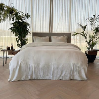 Kayori Caro Dekbedovertrek Mousseline - 140x200-220 + 1 sloop - 100% biologisch katoen - Eenpersoons - Offwhite