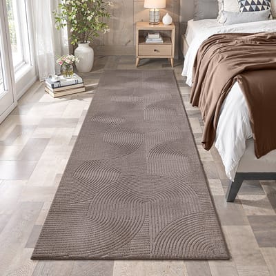 the carpet Rio – Modern & onderhoudsvriendelijk laagpolig vloerkleed met 3D-reliëf, zachte touch & antislip rug – geschikt voor woonkamer, slaapkamer of hal – beige, 80 x 300 cm