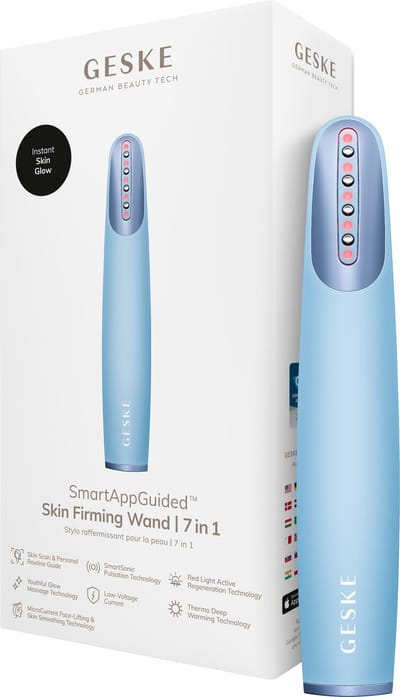 GESKE Skin Firming Wand | 7 in 1 | Anti-aging | MicroCurrent Facelift | Huidverzorging | Rimpels verwijderen voor een stevige huid | Gezichtsversteviger | Rode LED Light Technology